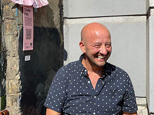 Charlie Kiss at his LGBTQ+ Heritage Plaque, part of the Islington's Pride project